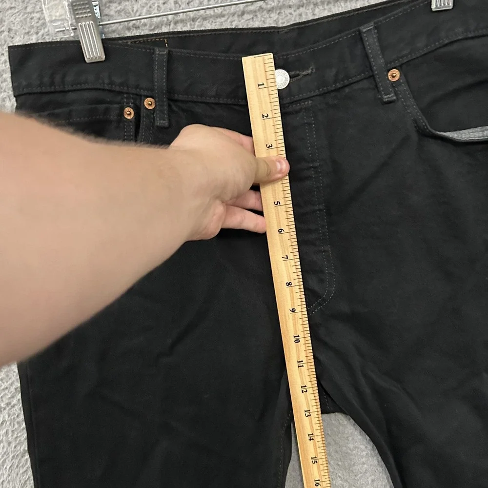 Levis Jeans Mens 36x32 Black Denim 501 Straight Leg Button Fly Dark‎ Wash Work